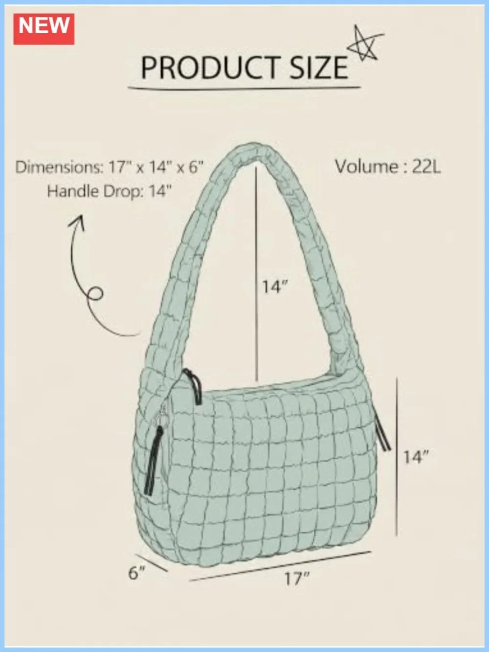 Quilted Carryall Tote Bag Women Crossbody Hobo Lightweight Padded Shoulder Bag